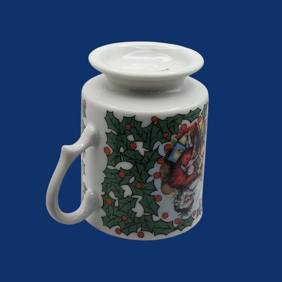 Kurt Adler Christmas Victorian Print Santa Claus Holiday Cup Mug Holly Berries - Picture 13 of 13